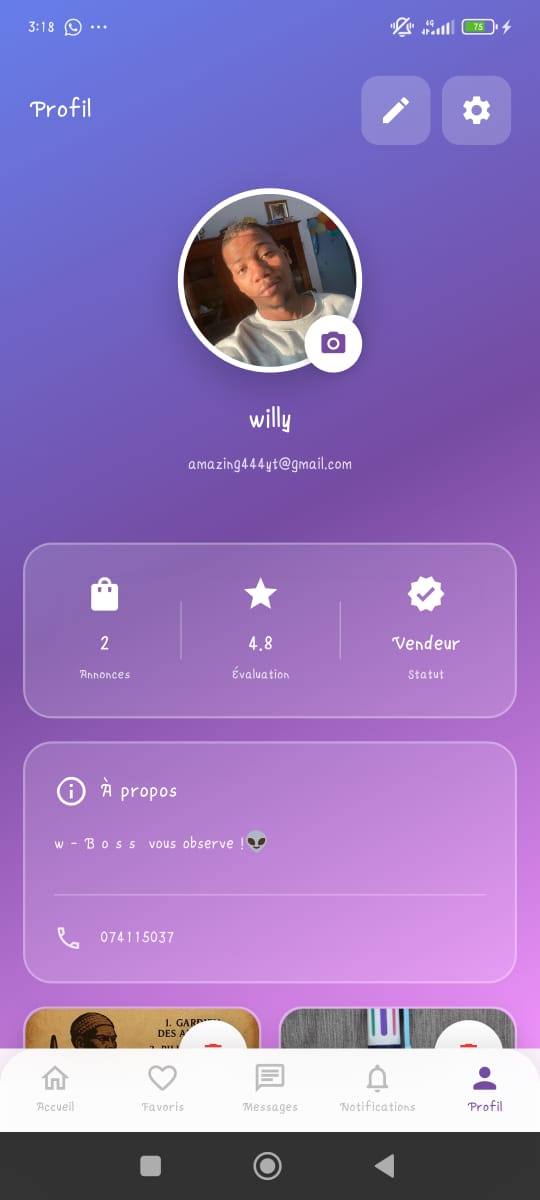 Profil utilisateur Ve.Line